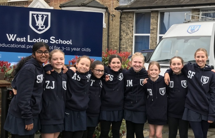 Netball team pictured outside West Lodge School, an independent preparatory school in Sidcup